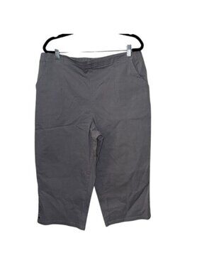 Croft & Barrow Womens XL Gray Cotton/Spandex Capri Pants With Side Button Detail